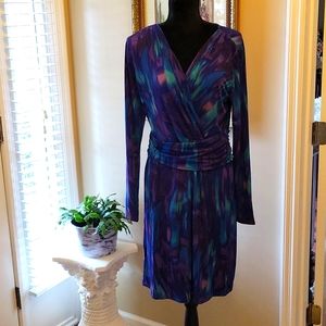 Antonio Melani Kendra Bright Grape purple aqua print knit dress Medium New…